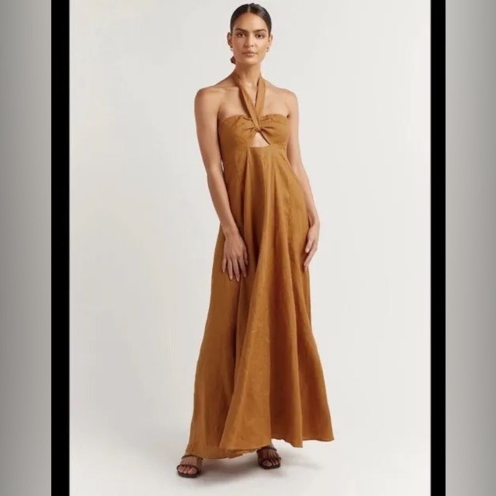 DISSH Verdes Tangerine Linen Maxi Dress US 4